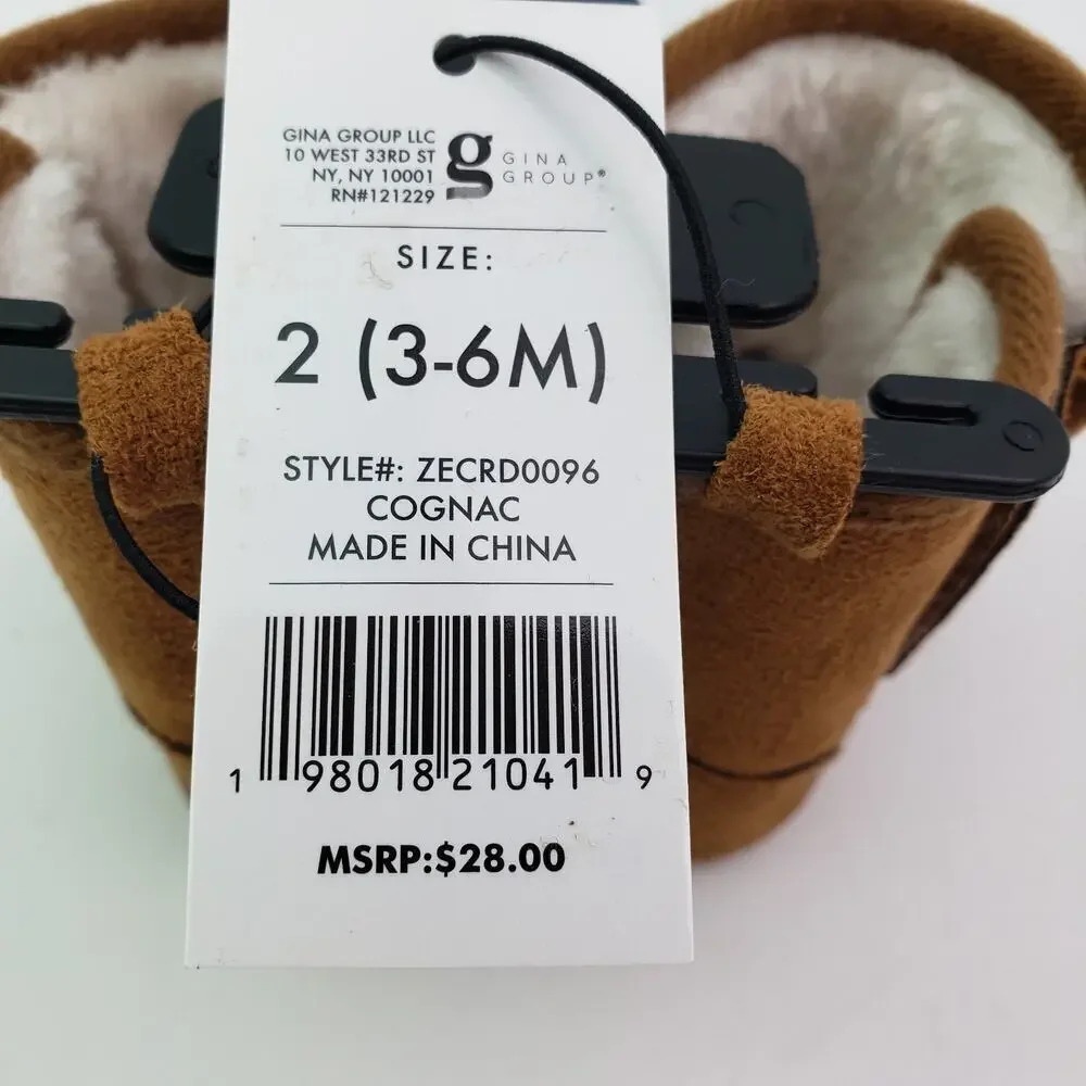 Zac & Evan Infant Baby Size 2 3-6 Months Brown Suede Slipper Boots